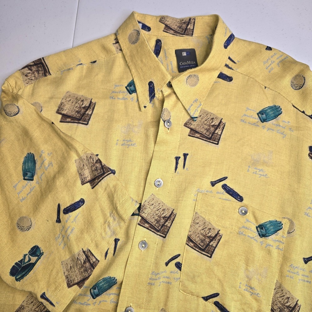 CASA MODA Original Spirit Men's‎ Golf Themed Button Down Short Sleeve Shirt -888